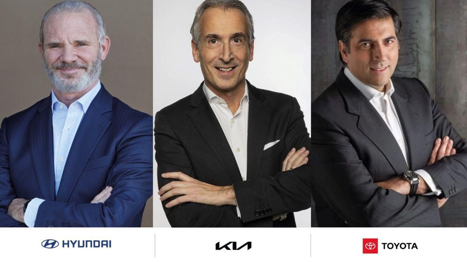 Los presidentes de Hyundai, Kia y Toyota. Los presidentes de Hyundai, Kia y Toyota.